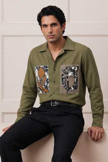 Rohit Doshi Earthetique Abstract Floral Patch Shirt 