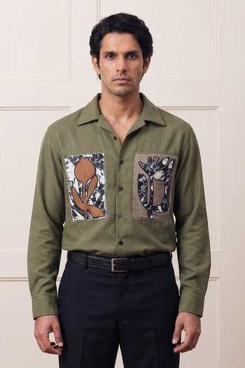 Rohit Doshi Earthetique Abstract Floral Patch Shirt 