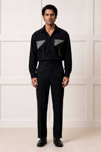 ROHIT DOSHI Meshmerize Checkered Patch Pocket Shirt 