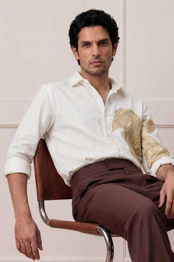 ROHIT DOSHI Fluid Art Lite Abstract Pattern Shirt 