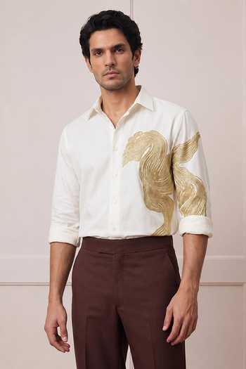 ROHIT DOSHI Fluid Art Lite Abstract Pattern Shirt 
