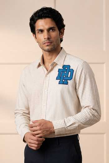 Buy Rohit Doshi Beige Cotton Mix Veg Gravy Shirt at Aza Fashions Buy_Rohit Doshi_Beige Cotton Mix Veg Gravy Shirt _at_Aza_Fashions