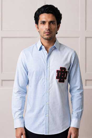 Buy ROHIT DOSHI Blue Cotton Mix Veg Gravy Shirt Online at Aza Fashions Buy_ROHIT DOSHI_Blue Cotton Mix Veg Gravy Shirt _Online_at_Aza_Fashions