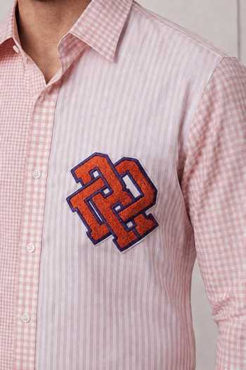 Buy_ROHIT DOSHI_Pink Cotton Mix Veg Orange Gravy Shirt_Online_at_Aza_Fashions