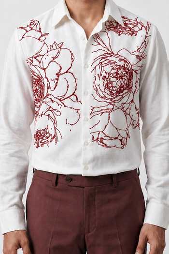 Buy_Rohit Doshi_White Guru Gulab Khatri Shirt _Online_at_Aza_Fashions