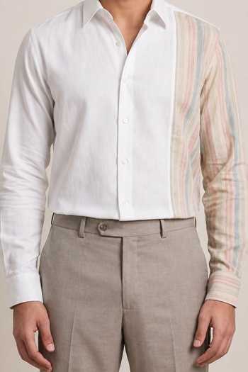 ROHIT DOSHI_White Polyester Almost Paulsmith Shirt _Online_at_Aza_Fashions