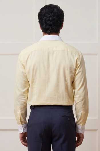 ROHIT DOSHI White Collar Placed Pattern Shirt 