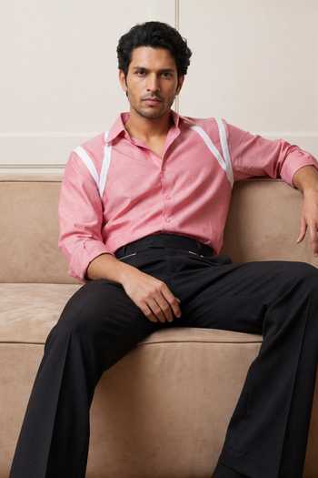 Rohit Doshi Sliced Contrast Trim Shirt