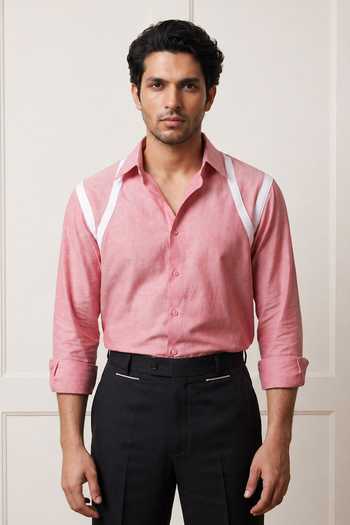 Rohit Doshi Sliced Contrast Trim Shirt