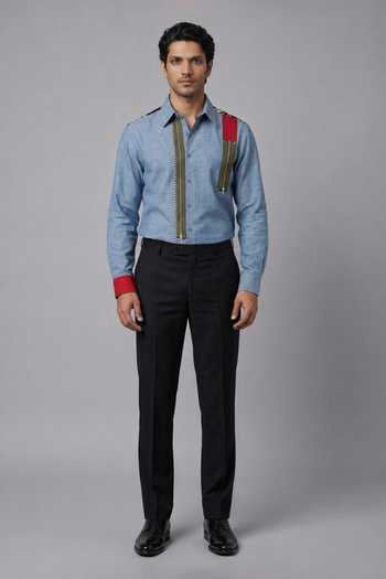 ROHIT DOSHI_Blue Polyester Bluetiful Block Shirt _Online_at_Aza_Fashions
