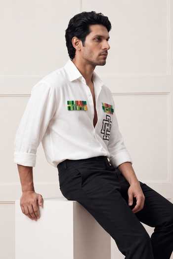 Buy_Rohit Doshi_White Cotton Rank And Shirt _Online_at_Aza_Fashions