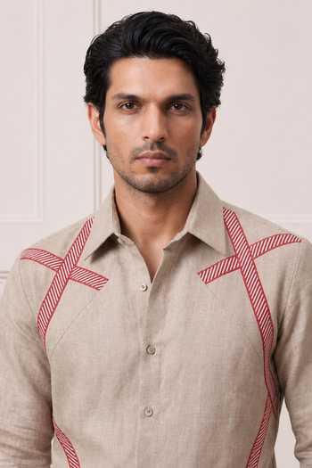 ROHIT DOSHI_Beige General Nonsense Shirt _Online_at_Aza_Fashions