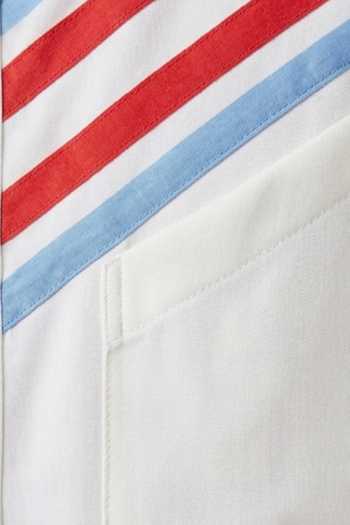 ROHIT DOSHI_White Polyester Destripe Patch Shirt _Online_at_Aza_Fashions