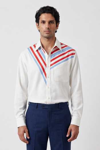ROHIT DOSHI Destripe Patch Polyester Shirt 