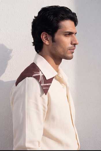 ROHIT DOSHI_Off White Polyester Extended Warranty Shirt _Online_at_Aza_Fashions