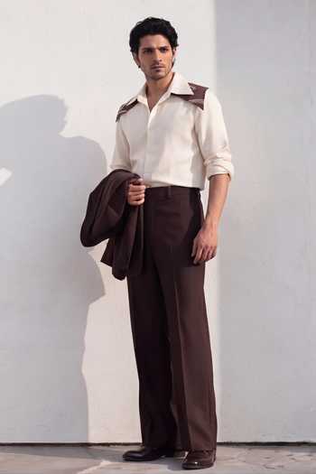 Buy_ROHIT DOSHI_Off White Polyester Extended Warranty Shirt _Online_at_Aza_Fashions