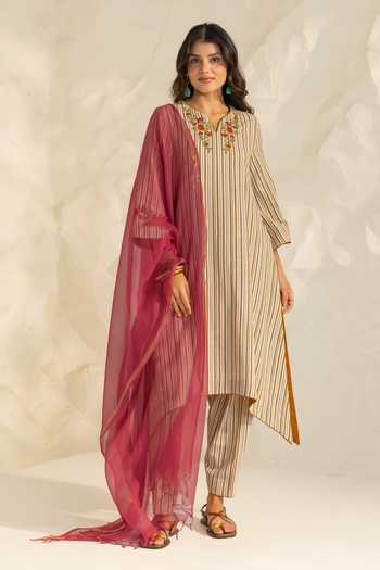 Dohr India Savera Stripe Print Kurta Set 