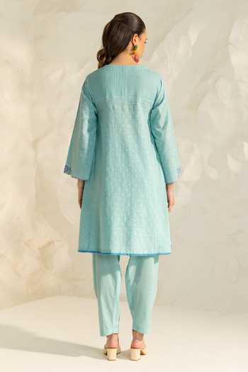 Dohr India Azra Neckline Embroidered Kurta Set 