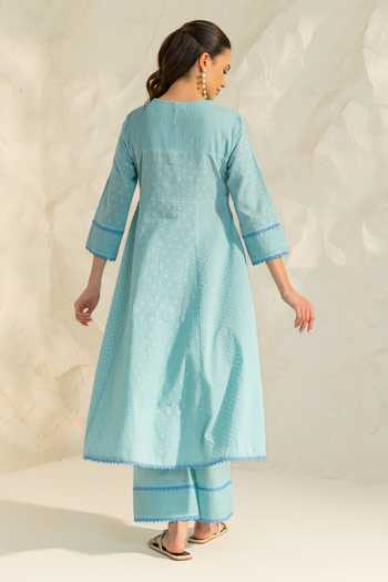 Dohr India Elara Neckline Embroidered Angarkha Set 