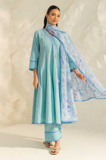 Dohr India Elara Neckline Embroidered Angarkha Set 