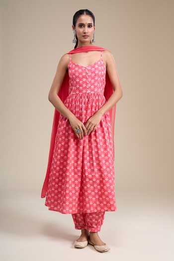 Khwaab By Sanjana Lakhani Pink Cotton Butti Print Anarkali Set Online at Aza Fashions Khwaab By Sanjana Lakhani_Pink Cotton Butti Print Anarkali Set _Online_at_Aza_Fashions