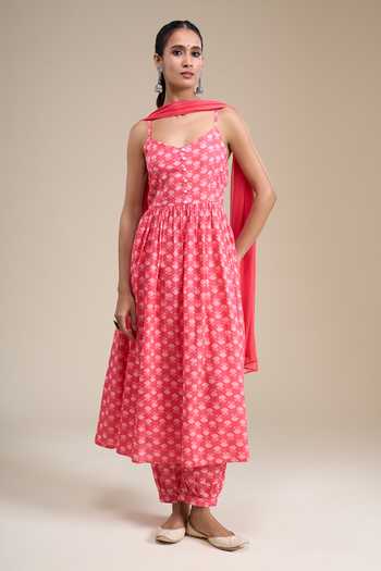 Buy Khwaab By Sanjana Lakhani Pink Cotton Butti Print Anarkali Set at Aza Fashions Buy_Khwaab By Sanjana Lakhani_Pink Cotton Butti Print Anarkali Set _at_Aza_Fashions