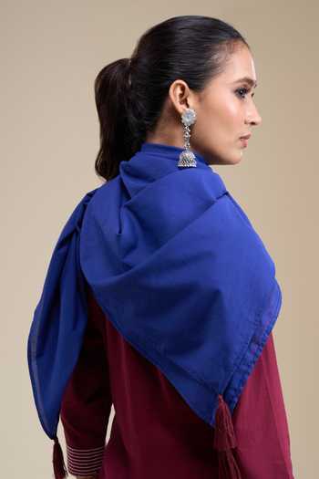 Buy Khwaab By Sanjana Lakhani Maroon Cotton Mandarin Collar, Yes Straight Kurta Set Buy_Khwaab By Sanjana Lakhani_Maroon Cotton Mandarin Collar, Yes Straight Kurta Set
