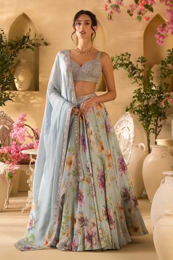 Lashkaraa Floral Print Flared Lehenga Set 