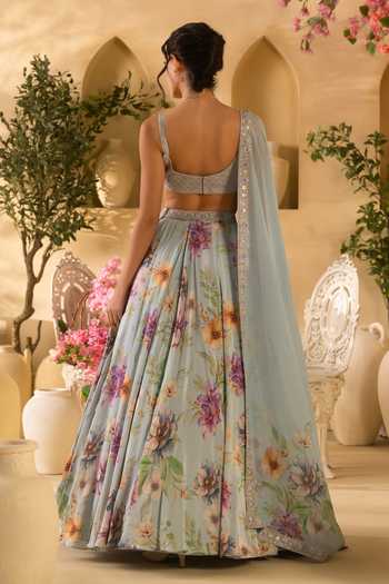 Lashkaraa Floral Print Flared Lehenga Set 