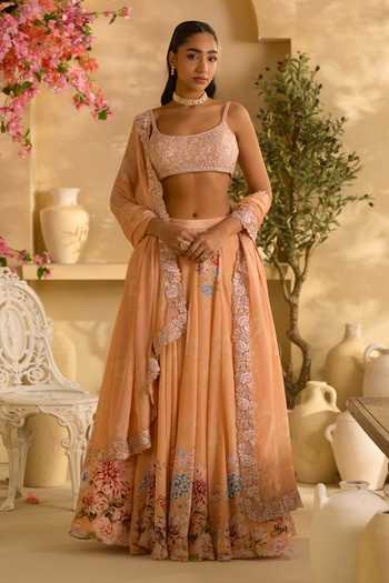Lashkaraa Flared Floral Print Lehenga Set 