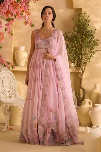 Lashkaraa Floral Embroidered Anarkali With Dupatta 