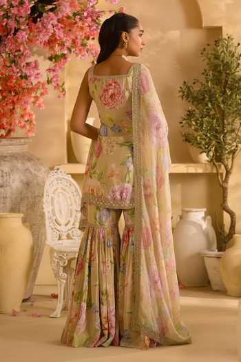 Lashkaraa Floral Print Kurta Gharara Set 