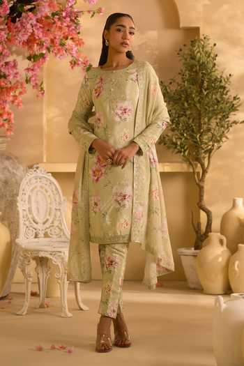 Lashkaraa Floral Print Straight Kurta Pant Set 