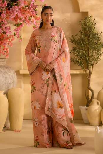 Lashkaraa Floral Print Kurta Palazzo Set 