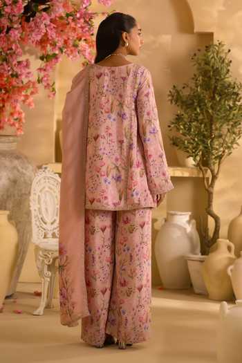 Lashkaraa Floral Bloom Print Short Kurta Palazzo Set 