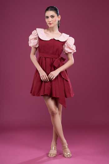 Naintara Bajaj Contrast Sleeve Dress & Shorts Set 