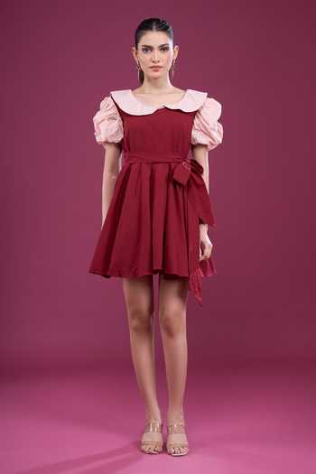 Naintara Bajaj Contrast Sleeve Dress & Shorts Set 