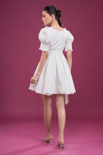 Naintara Bajaj Puff Sleeve Dress & Shorts Set 