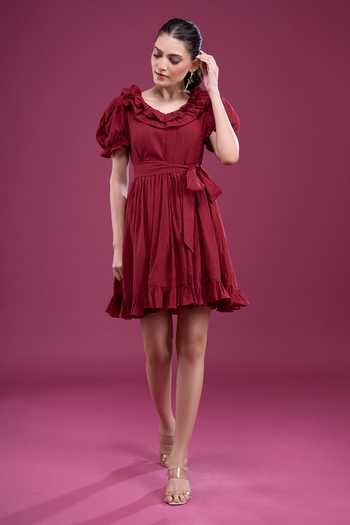 Naintara Bajaj Puff Sleeve Dress & Shorts Set 