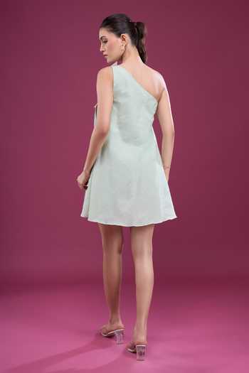 Naintara Bajaj Silk One Shoulder Dress With Shorts 