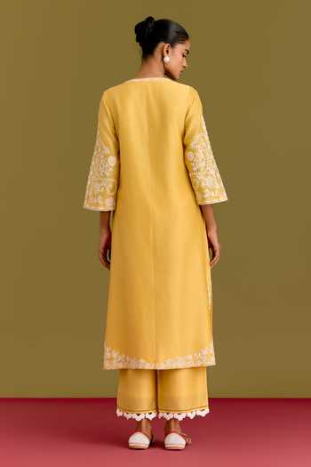 Devnaagri Placed Embroidered Kurta Set 