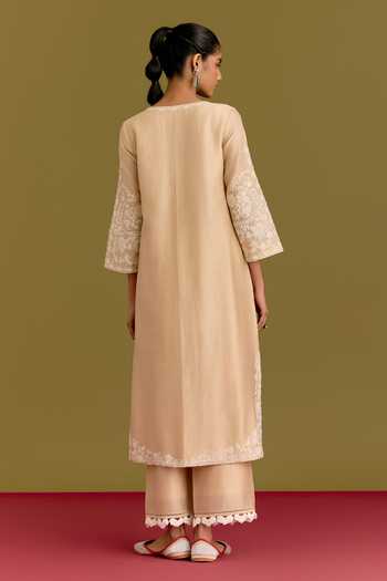 Devnaagri Embroidered Silk Chanderi Kurta Set 