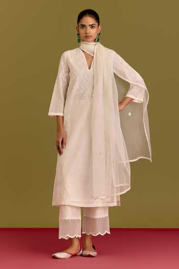 Devnaagri Tonal Embroidered Kurta Set 