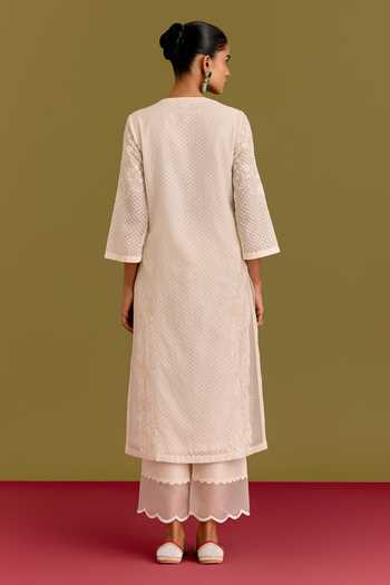 Devnaagri Tonal Embroidered Kurta Set 
