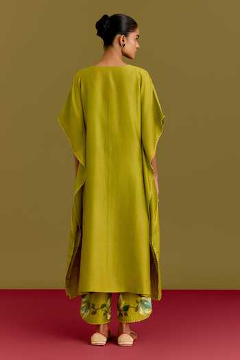 Devnaagri Silk Chanderi Kaftan & Pant Set 