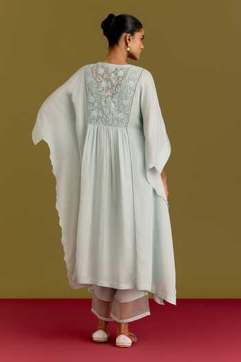 Devnaagri Embroidered Yoke Kaftan & Pant Set 
