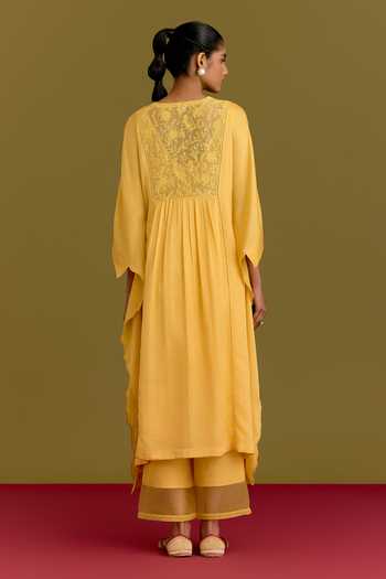 Devnaagri Embroidered Yoke Kaftan Set 