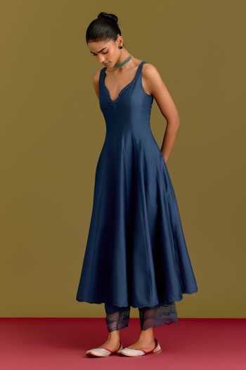 Devnaagri Blue Silk, Cotton, Satin, Shantoon Tonal Embroidered Dupatta And Anarkali Set Online at Aza Fashions Devnaagri_Blue Silk, Cotton, Satin, Shantoon Tonal Embroidered Dupatta And Anarkali Set _Online_at_Aza_Fashions