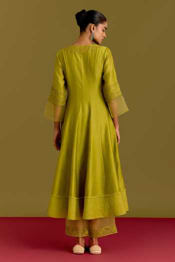 Devnaagri Embroidered Bodice Anarkali Set 