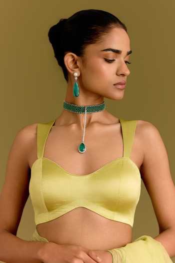 Shop_Devnaagri_Green , Satin, Modal, , Embroidered Saree With Blouse _Online_at_Aza_Fashions